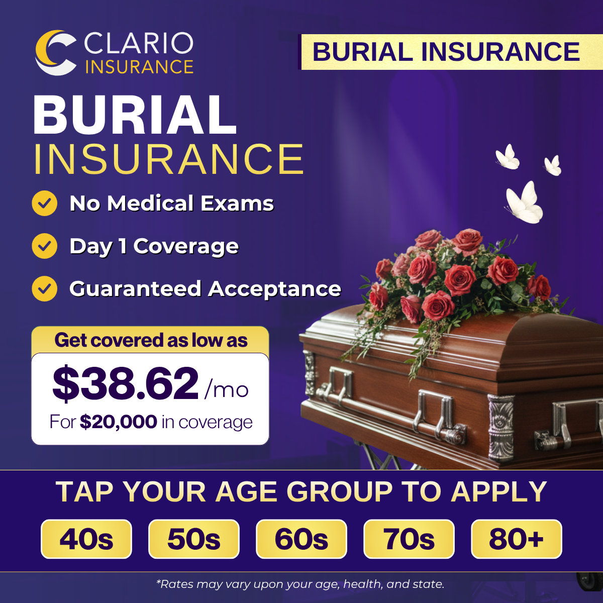 Clario Insurance Facebook ad: Give Your Family Peace, Not Problems