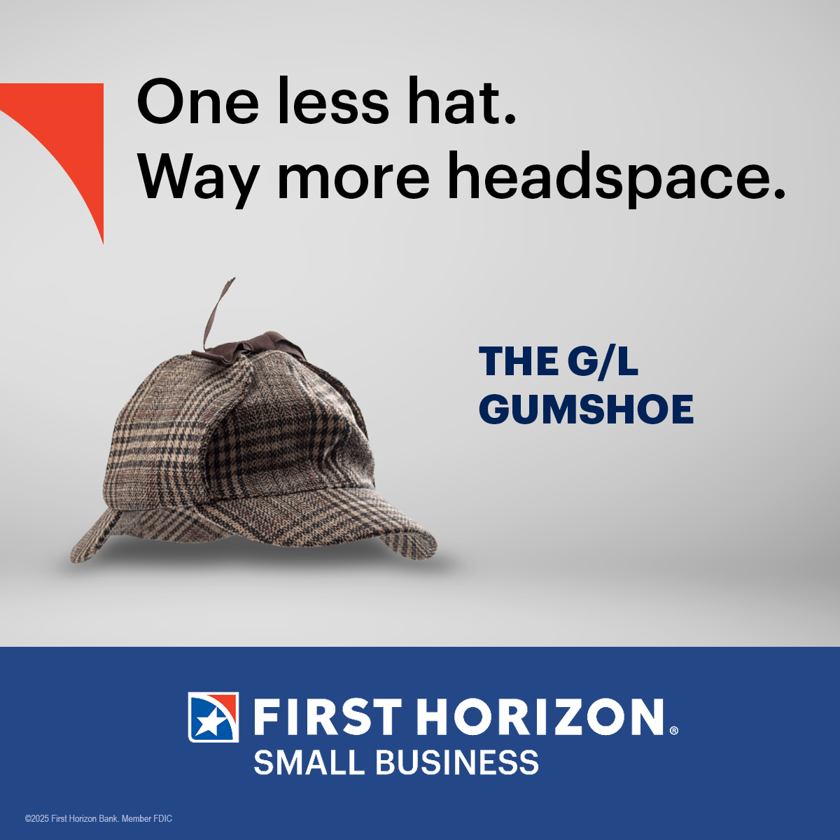 First Horizon Bank Facebook ad: One less hat. Way more headspace.