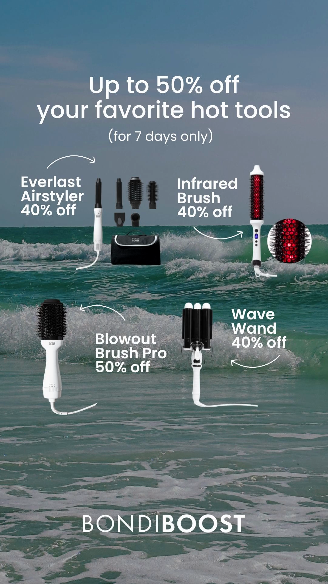 BondiBoost Facebook ad: Up to 50% off