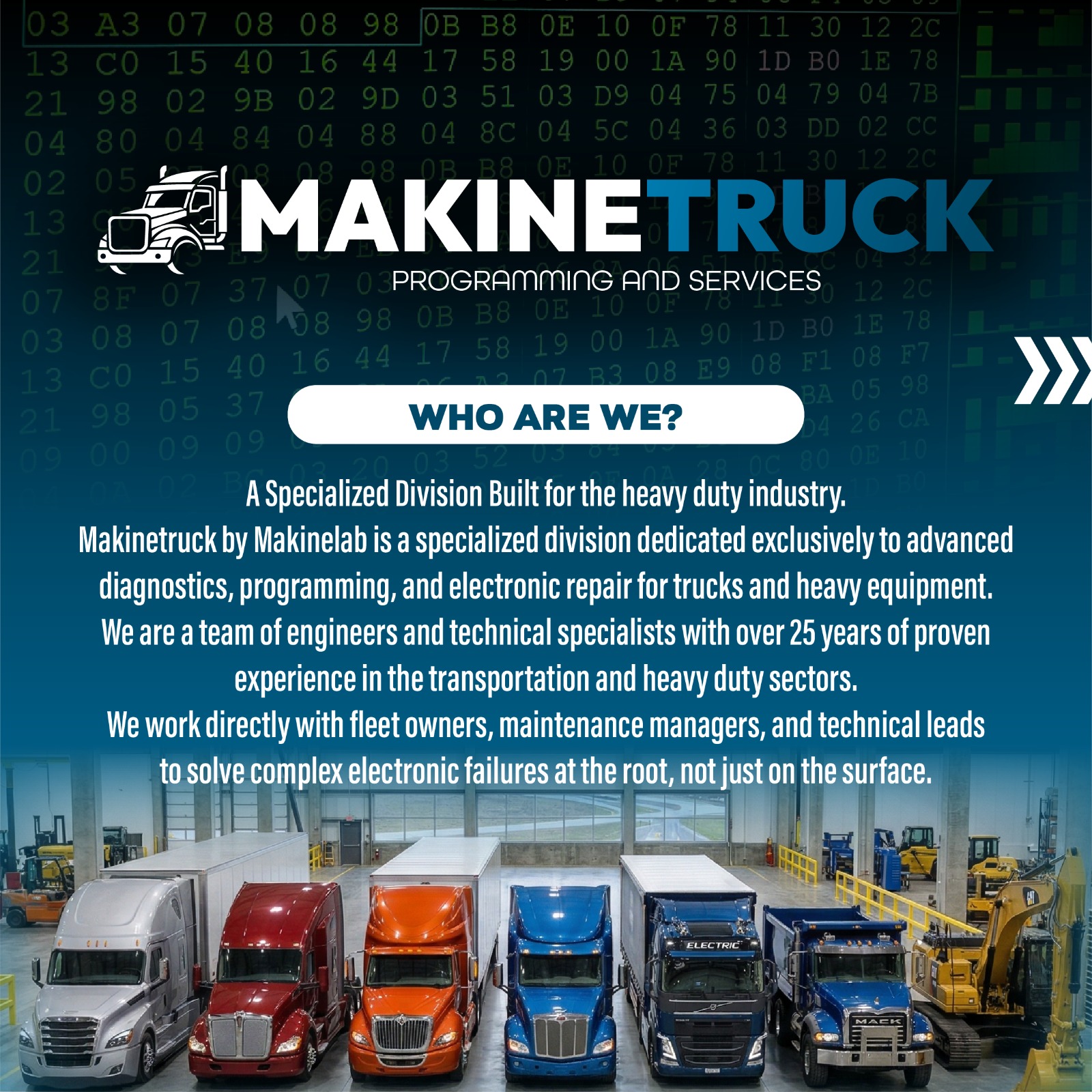 Makinetruck Facebook ad: Stop guessing and start earning.