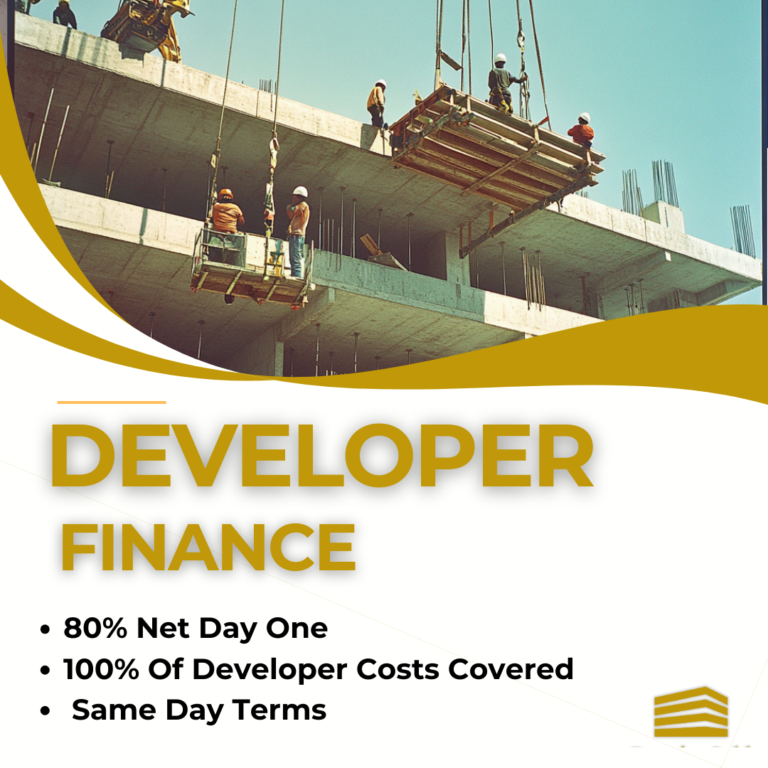The Broker House Facebook ad: Unlock 80% Net Day One Funding for Your Next Development…