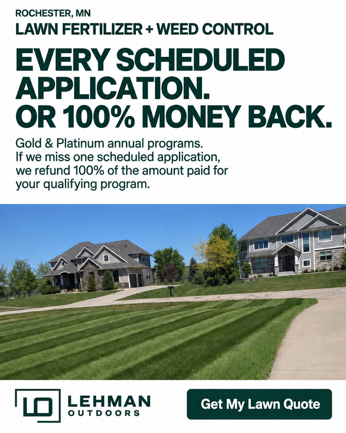 Lehman Outdoors Facebook ad: Free Fall Core Aeration Every Year