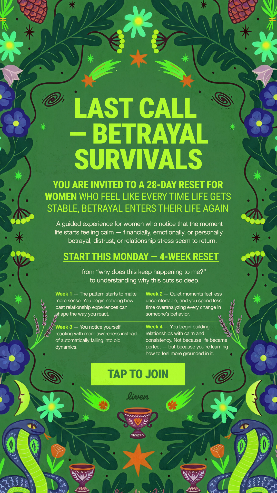 Liven: Self-Discovery Community Facebook ad