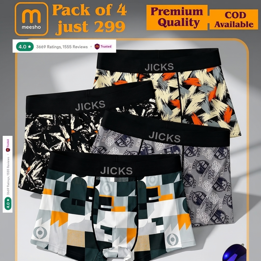 Shanaya Fashion Facebook ad: Pack of 4 Men's Boxers, Only ₹299