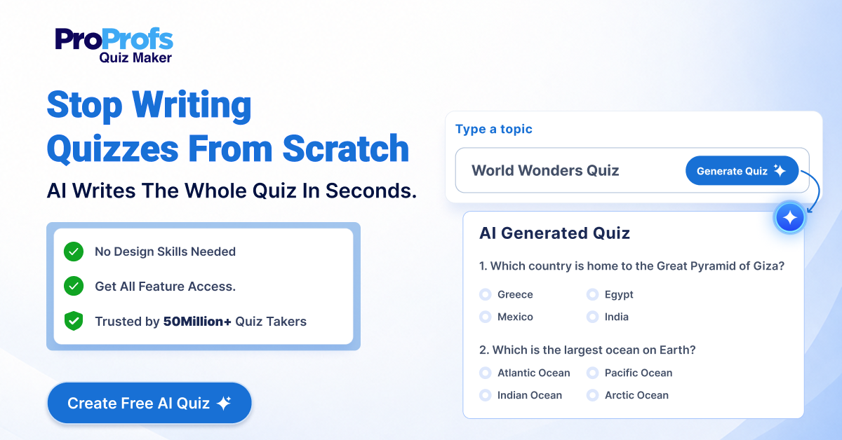 ProProfs.com Facebook ad: AI Quiz Maker