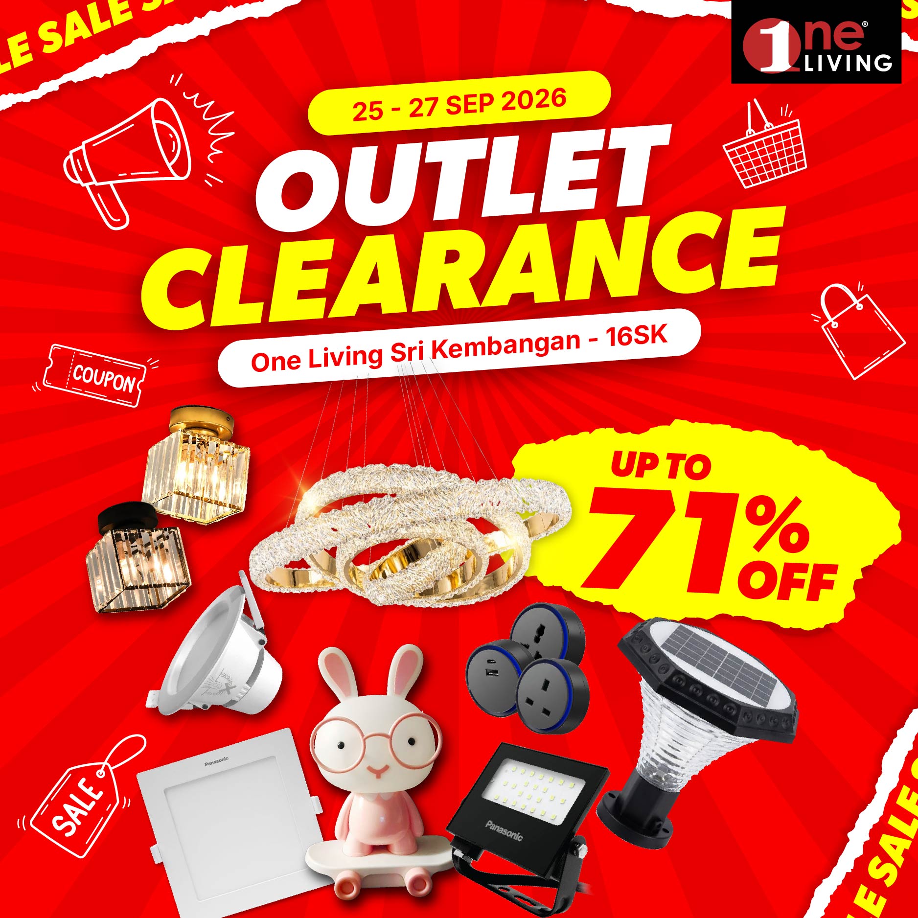 One Living Malaysia Facebook ad: Brighten up your space, lighten up your wallet!