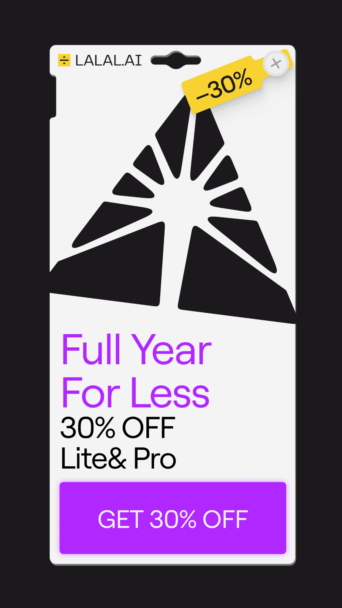 Lalal ai Facebook ad: Pricing | LALAL.AI
