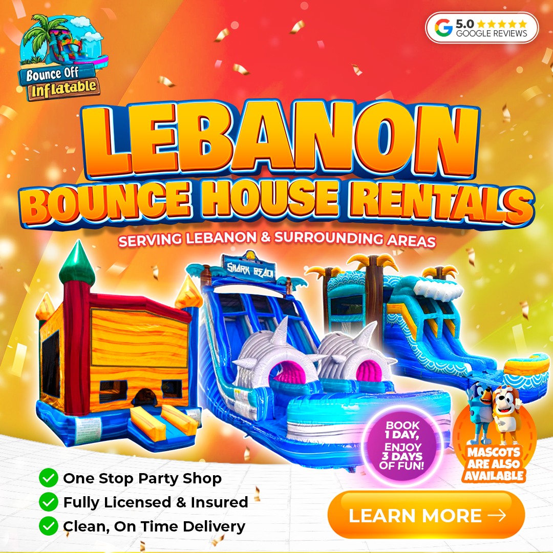 Bounce Off Inflatables Facebook ad: Lebanon, ready to bounce into the best party…