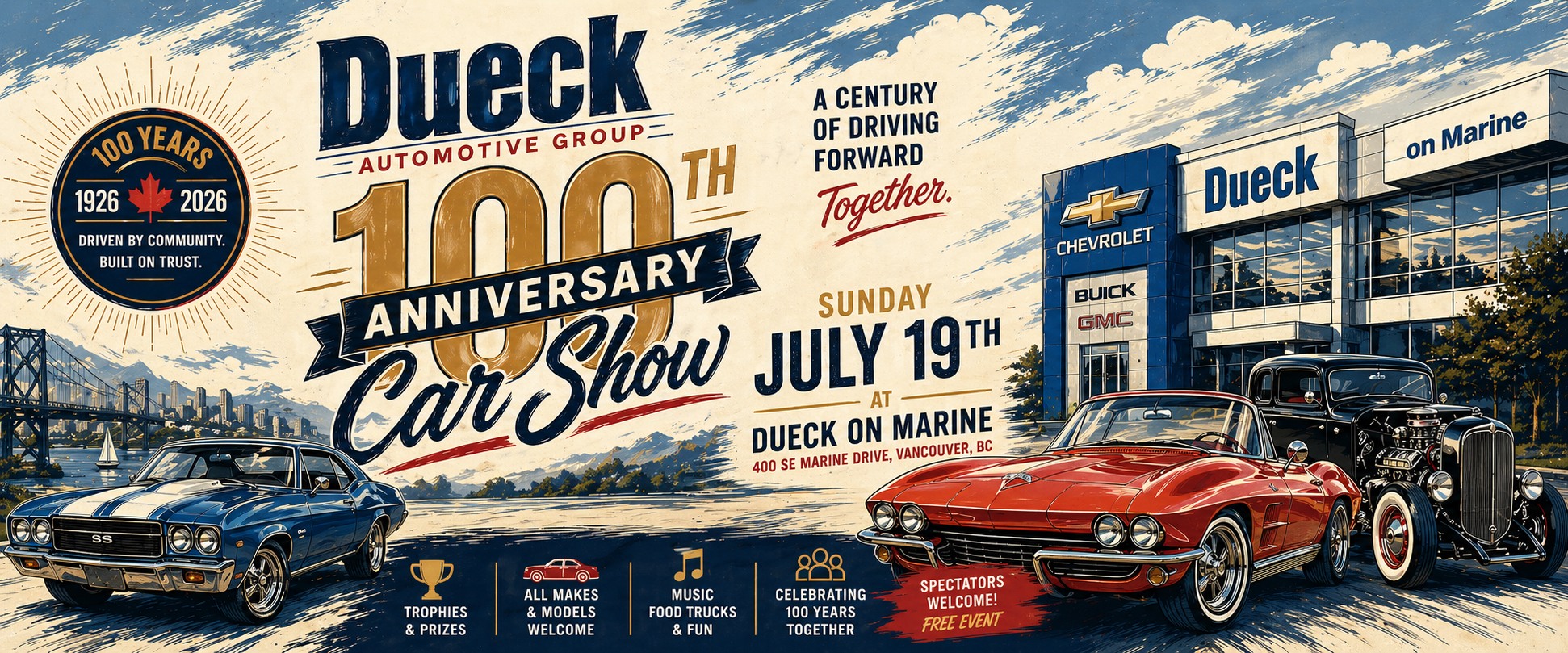 Dueck Auto Group Facebook ad: Dueck 100th Anniversary Car Show