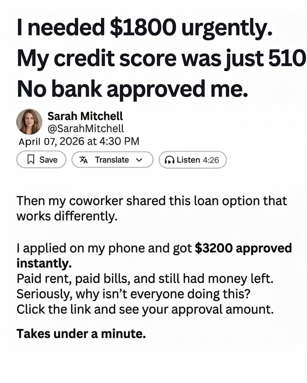 Quick Loan Hub Facebook ad