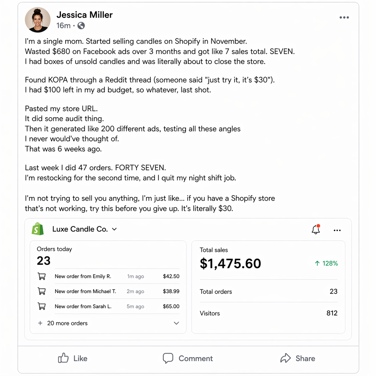 kopa.ai Facebook ad