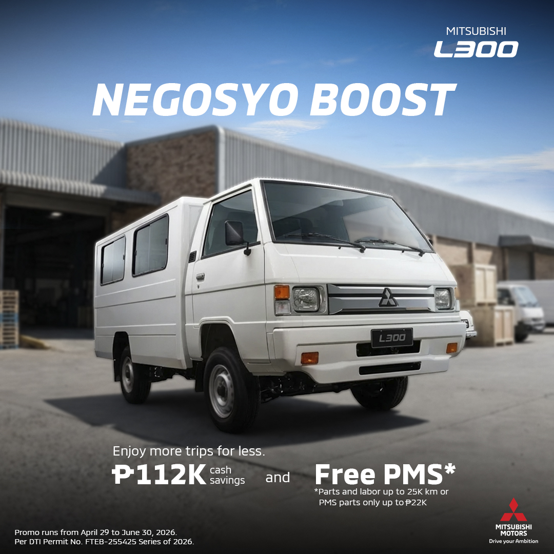 Mitsubishi Motors Philippines Facebook ad: L300 112k Cash Promo + Free PMS | Mitsubishi Motors…