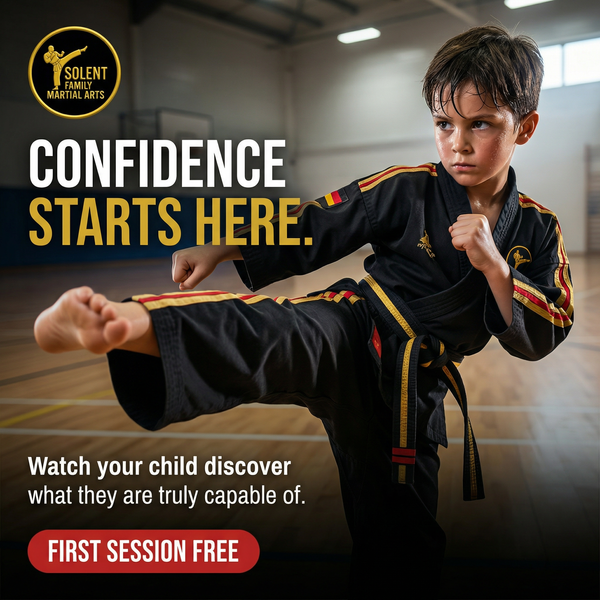 Solent Family Martial Arts Academy Facebook ad: Confidence Starts Here
