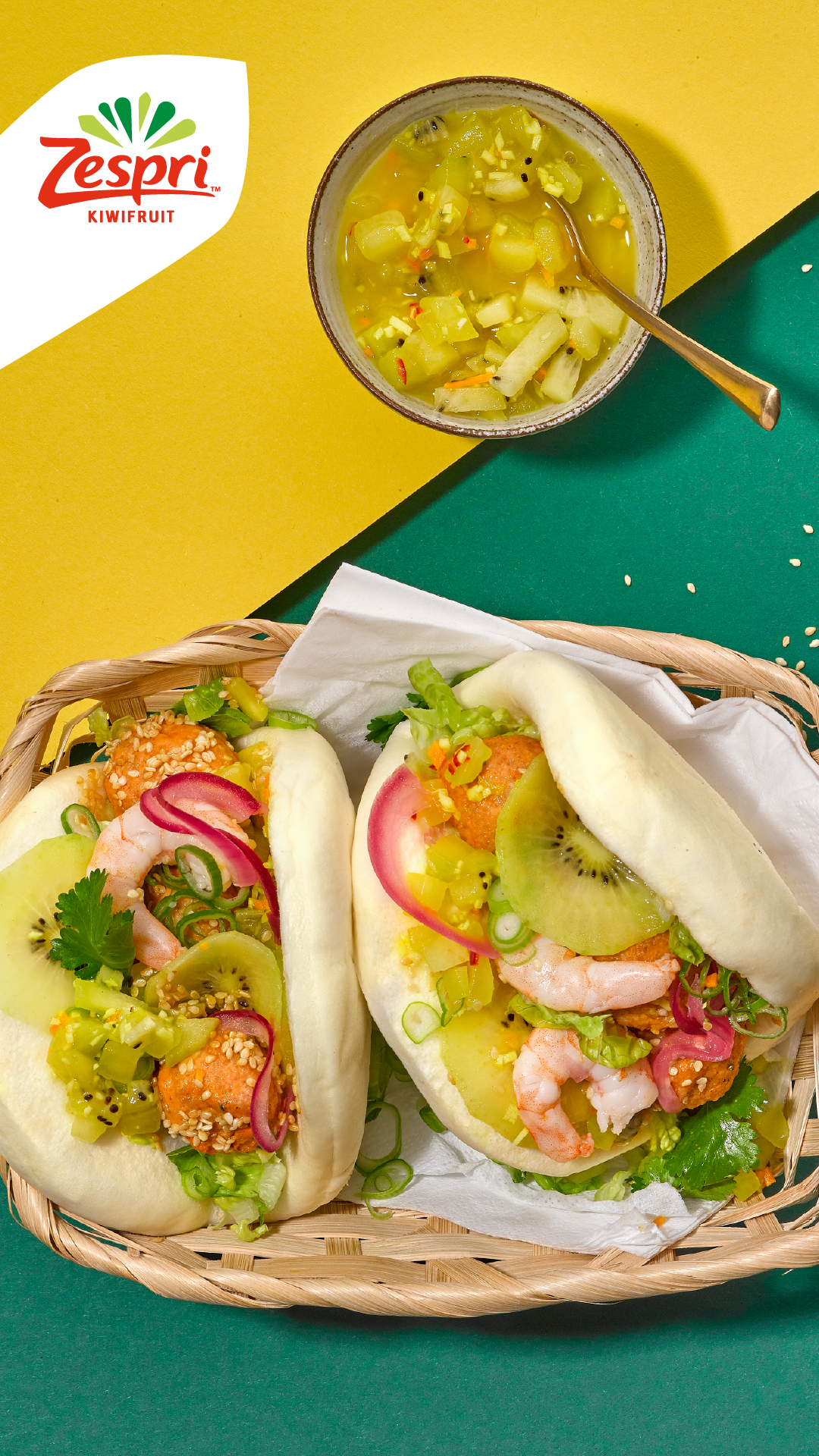 Zespri Kiwifruit DACH Facebook ad: Bao buns avec salsa de kiwi