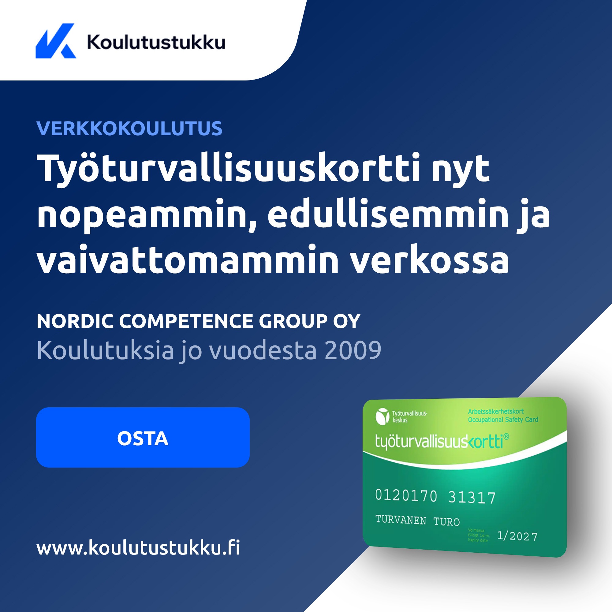 Koulutustukku Facebook ad