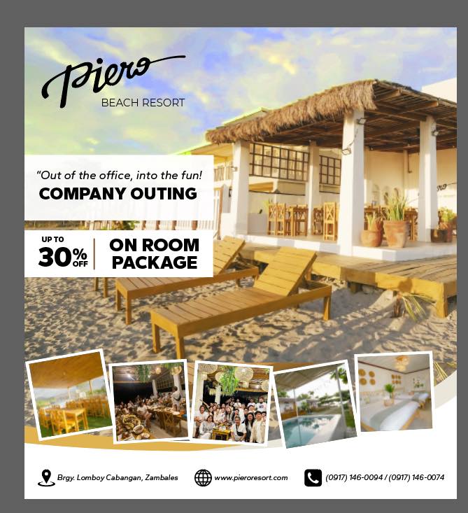 Piero Beach Resort Facebook ad: Company Outing Exclusive!