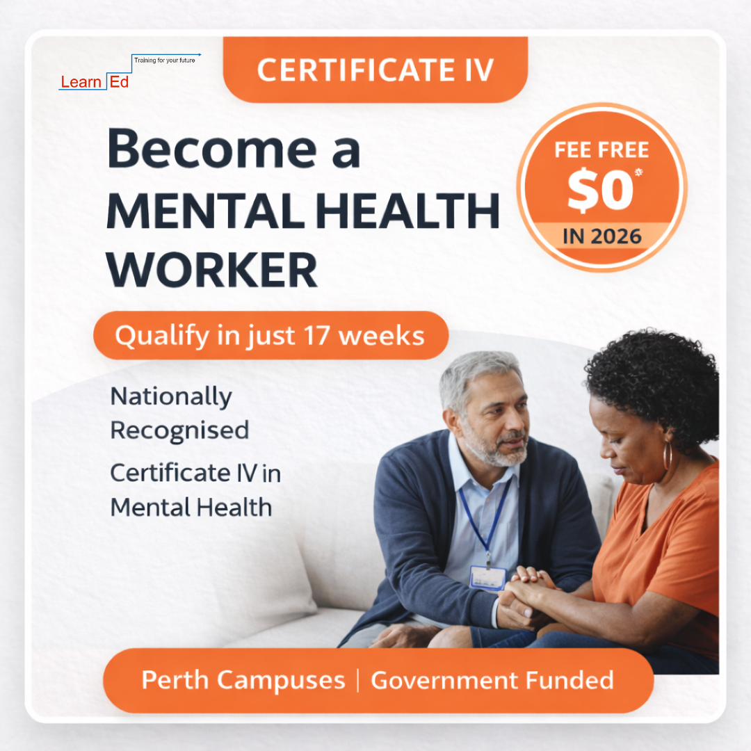 LearnEd Training Facebook ad: Work in Mental Health, $0 Course