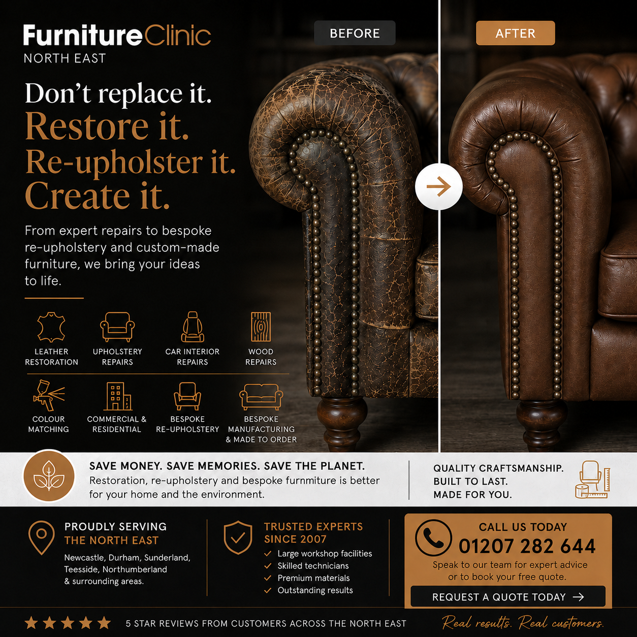 Furniture Clinic Repair Service - North East Facebook ad: Chat in Messenger