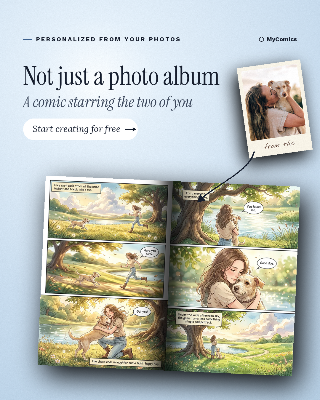 MyComics.ai Facebook ad: Make a perfect personalized gift!