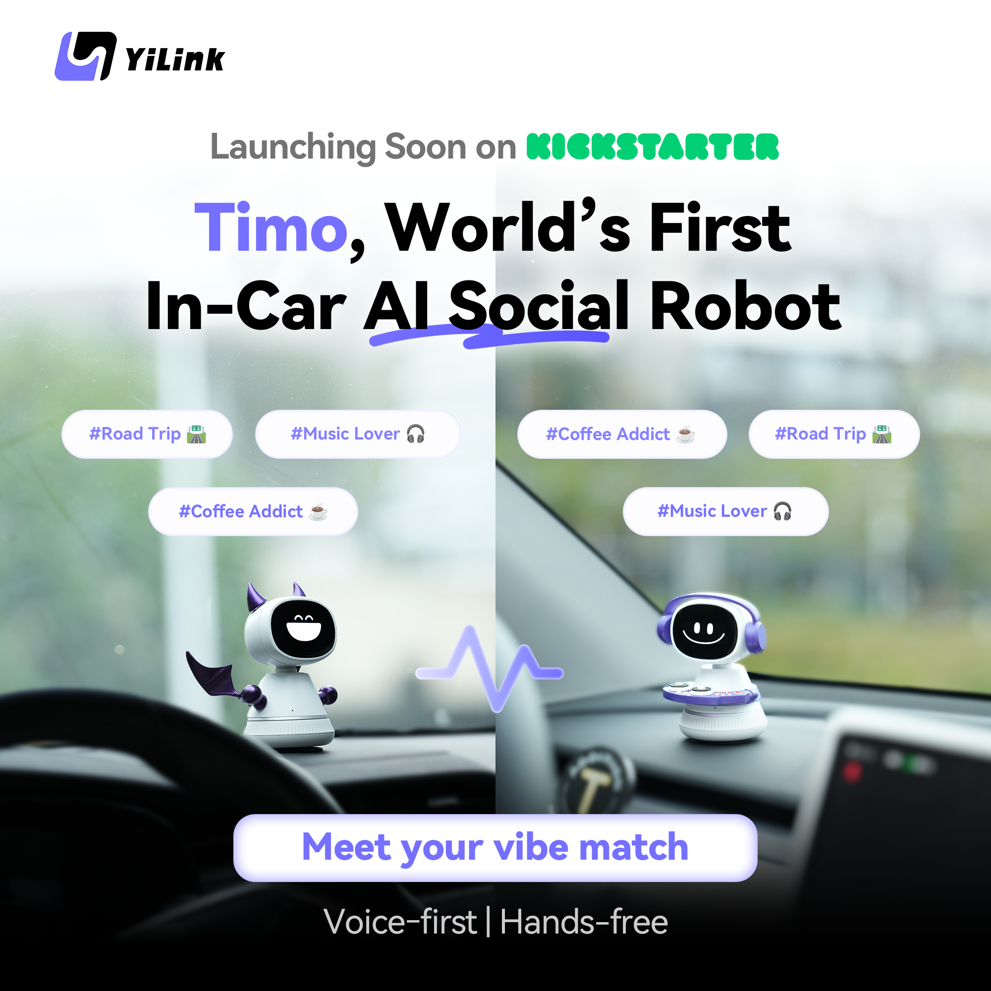 YiLink Facebook ad: Drive, Connect, and Discover with Timo