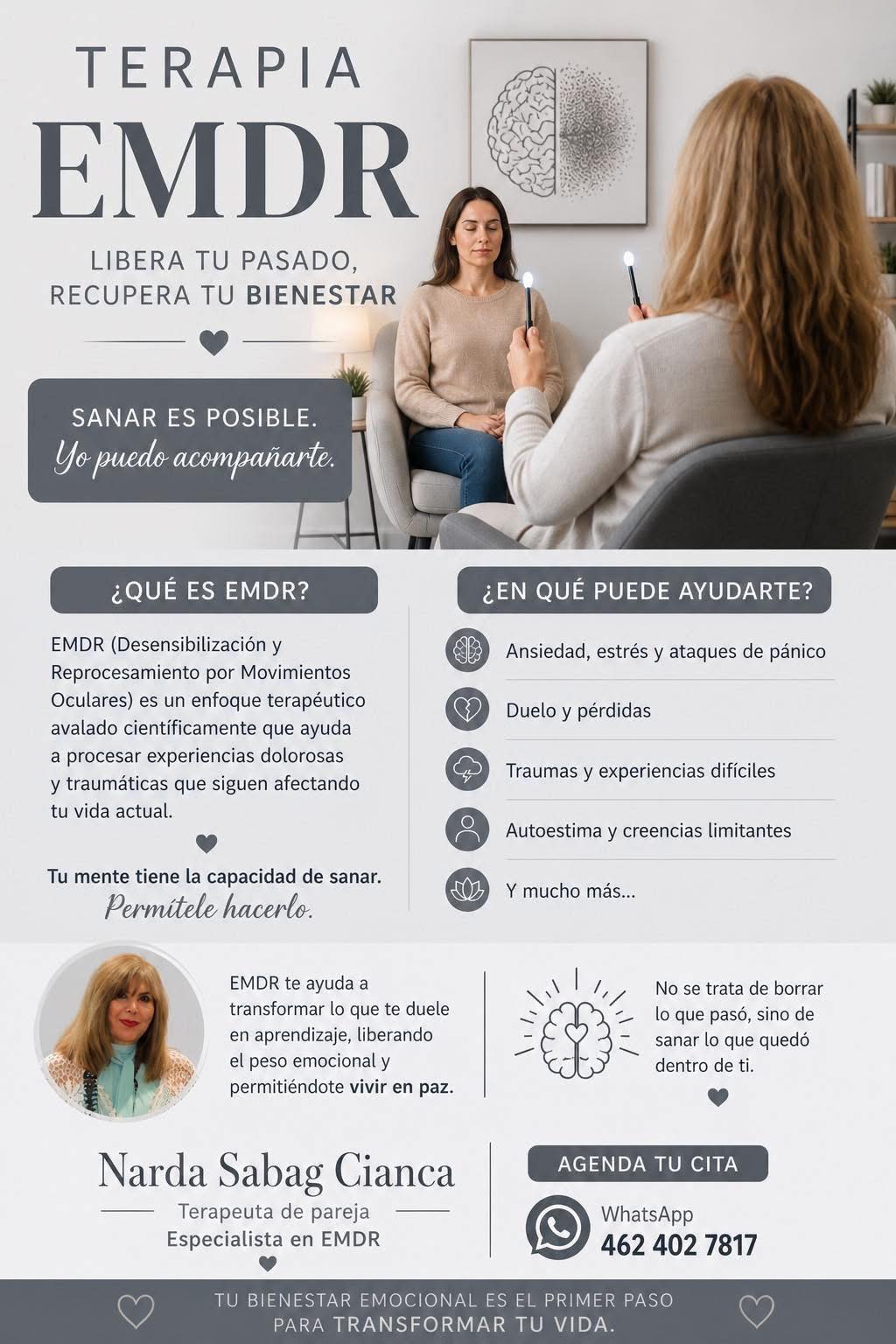 Narda Sabag Cianca Terapeuta Facebook ad: ¿Sabías que tu cerebro puede sanar las experiencias…