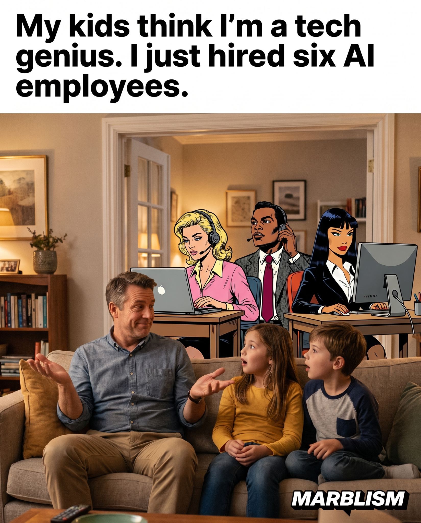 Marblism Facebook ad: Hire an AI team.