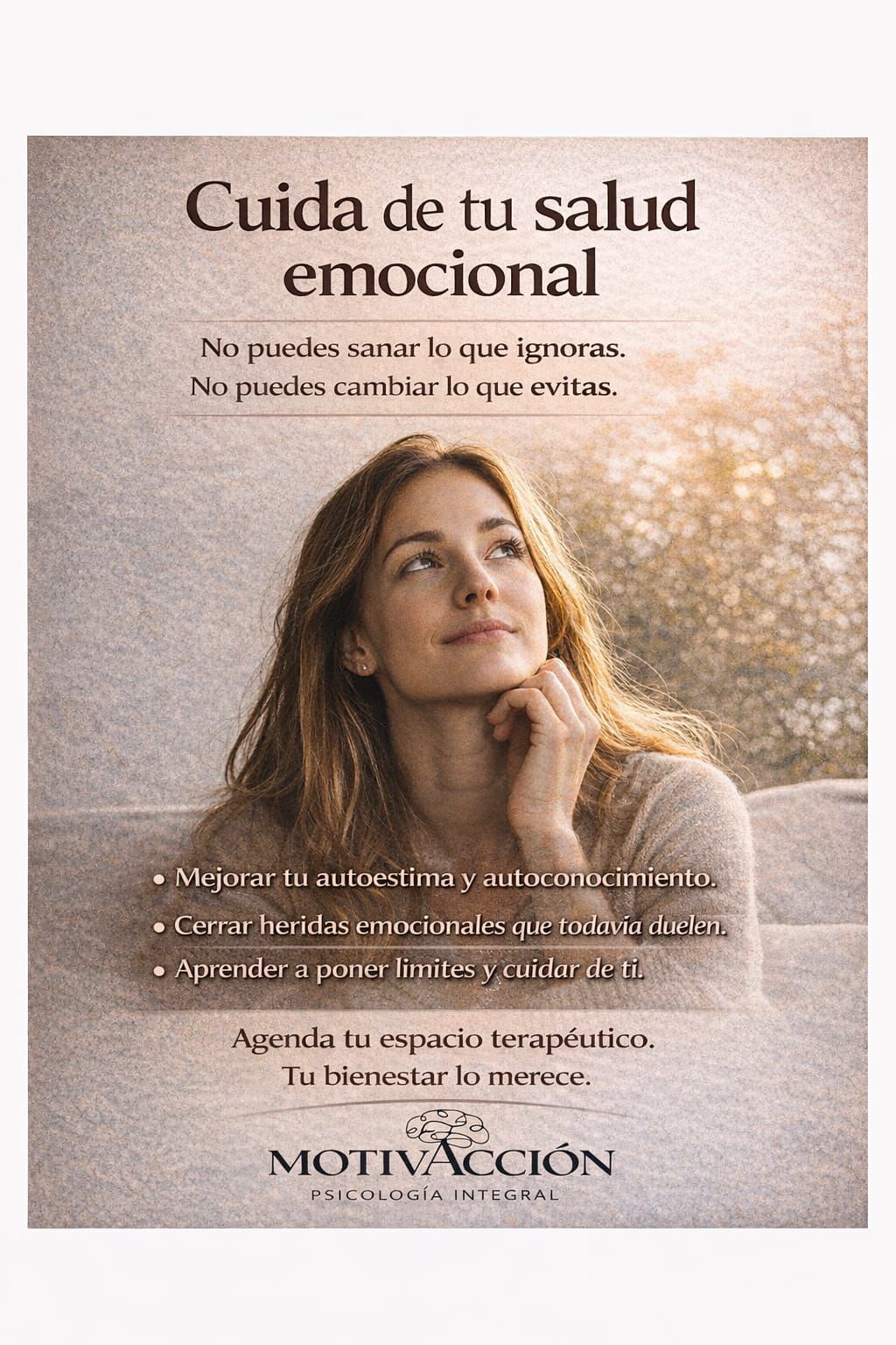 MotivAcción Psicología Integral Facebook ad: Cuidar tu salud mental y emocional