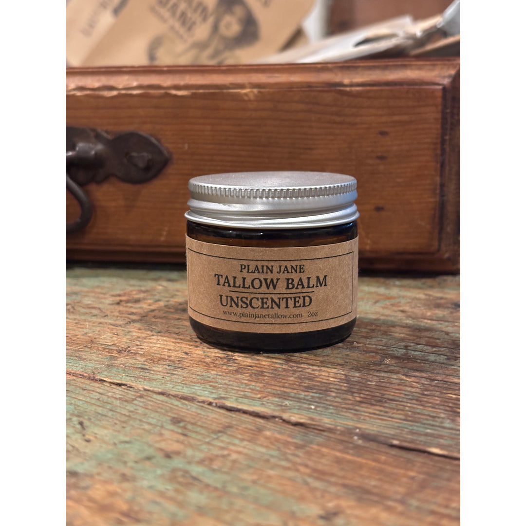Plain Jane Soap Bars Facebook ad: Whipped tallow balm made from grass-fed suet-real barrier…
