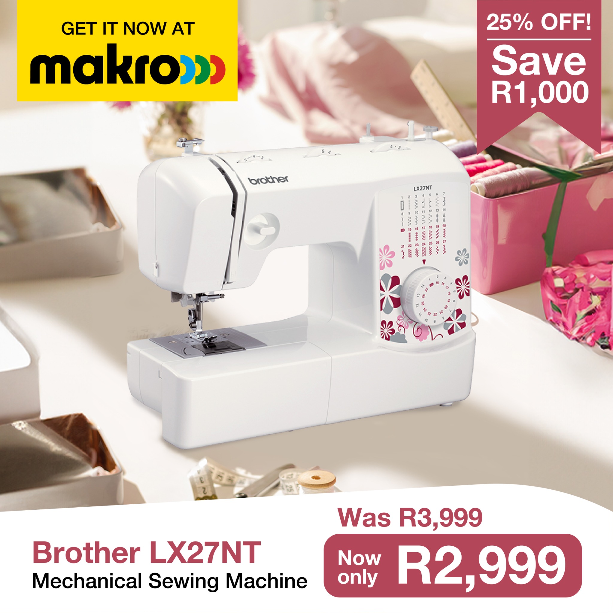 Brother SA - Sewing & Craft Facebook ad: Promotion Now On at Makro, valid until 30…
