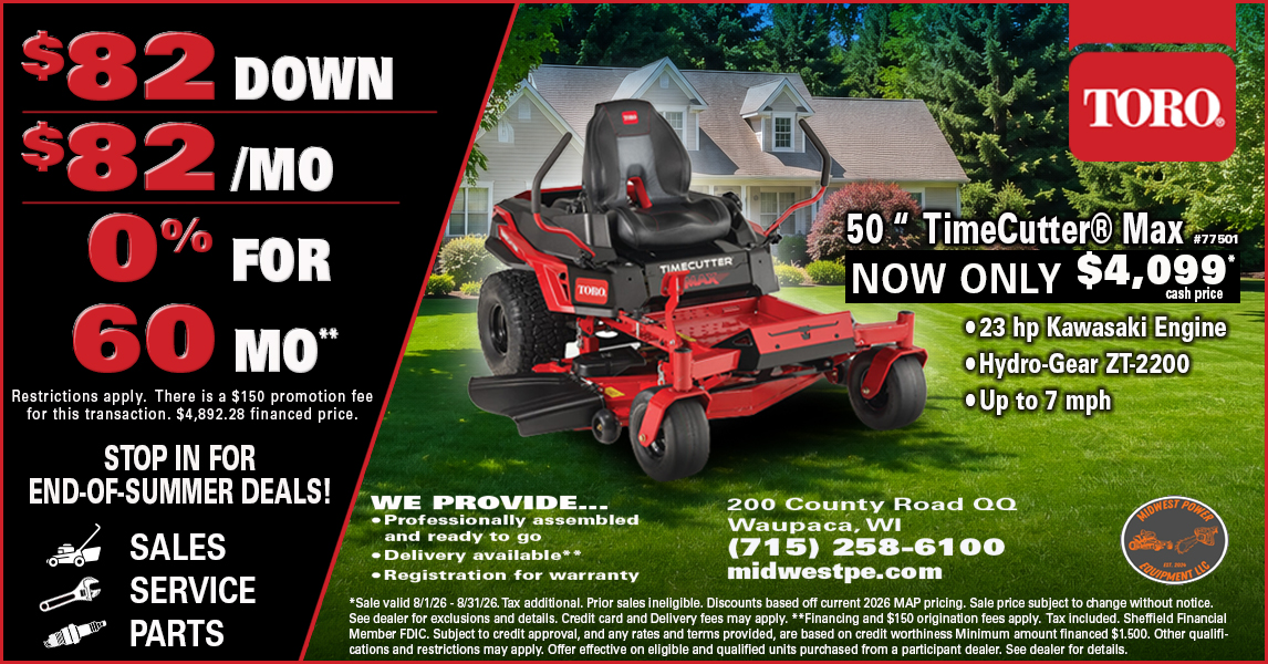 Midwest Power Equipment LLC Facebook ad from Aug 4, 2026