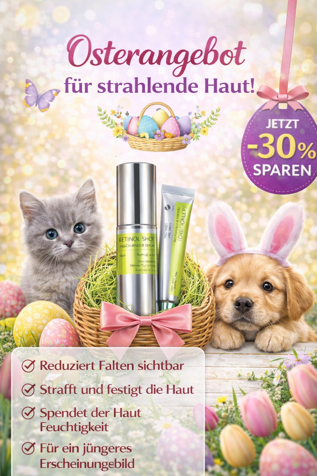 OriaelBeauty Facebook ad: Anti-Aging Straffung-Set (Serum + Booster)