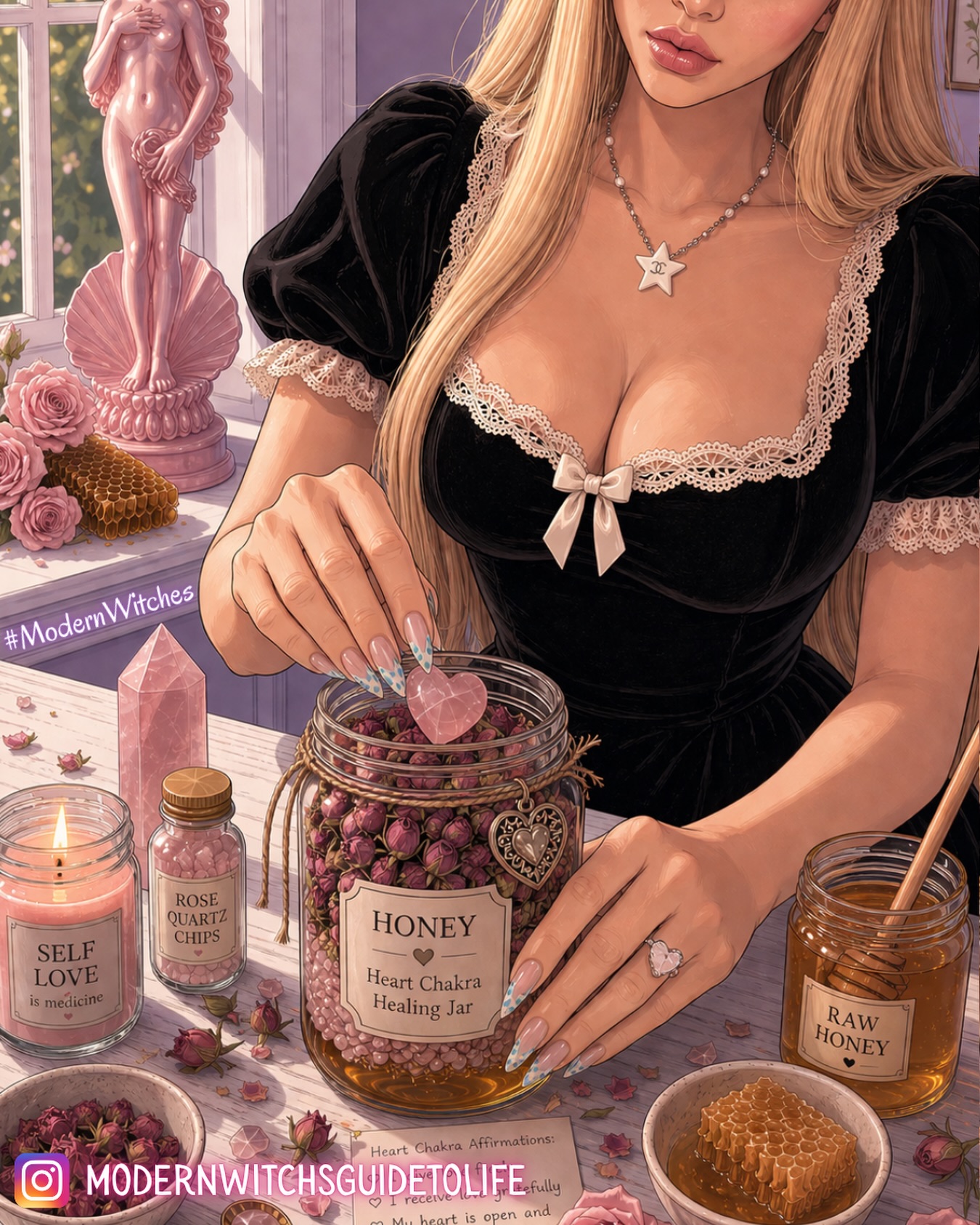 modernwitchsguidetolife Facebook ad: My favorite Honey Jar Spells are Heart Chakra…