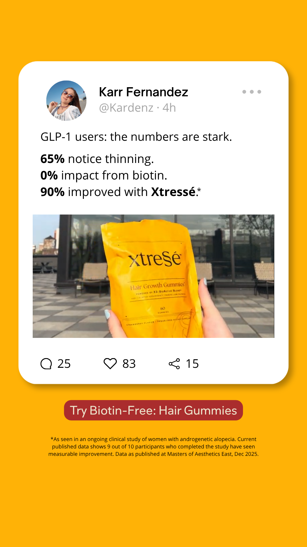 Xtressé Hair Growth Therapy Facebook ad