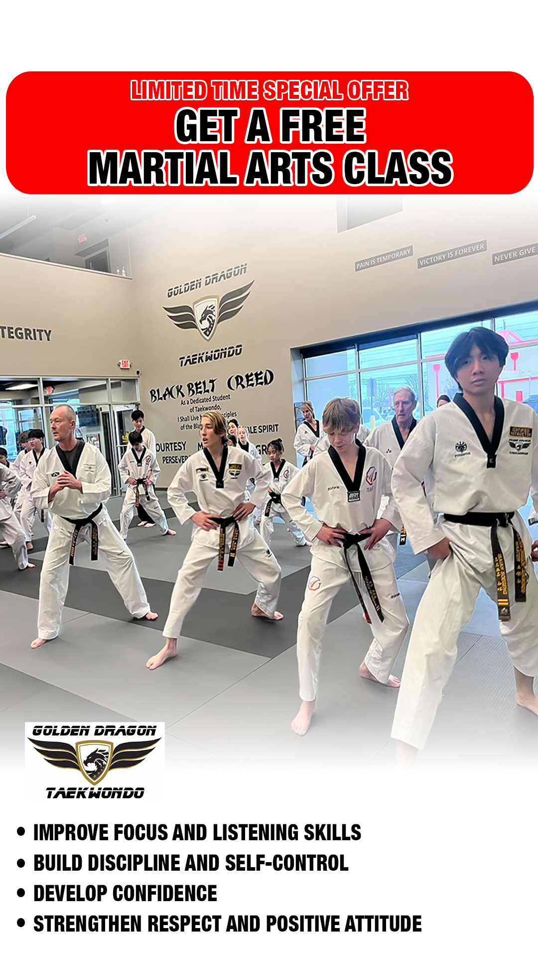 Golden Dragon Taekwondo Facebook ad