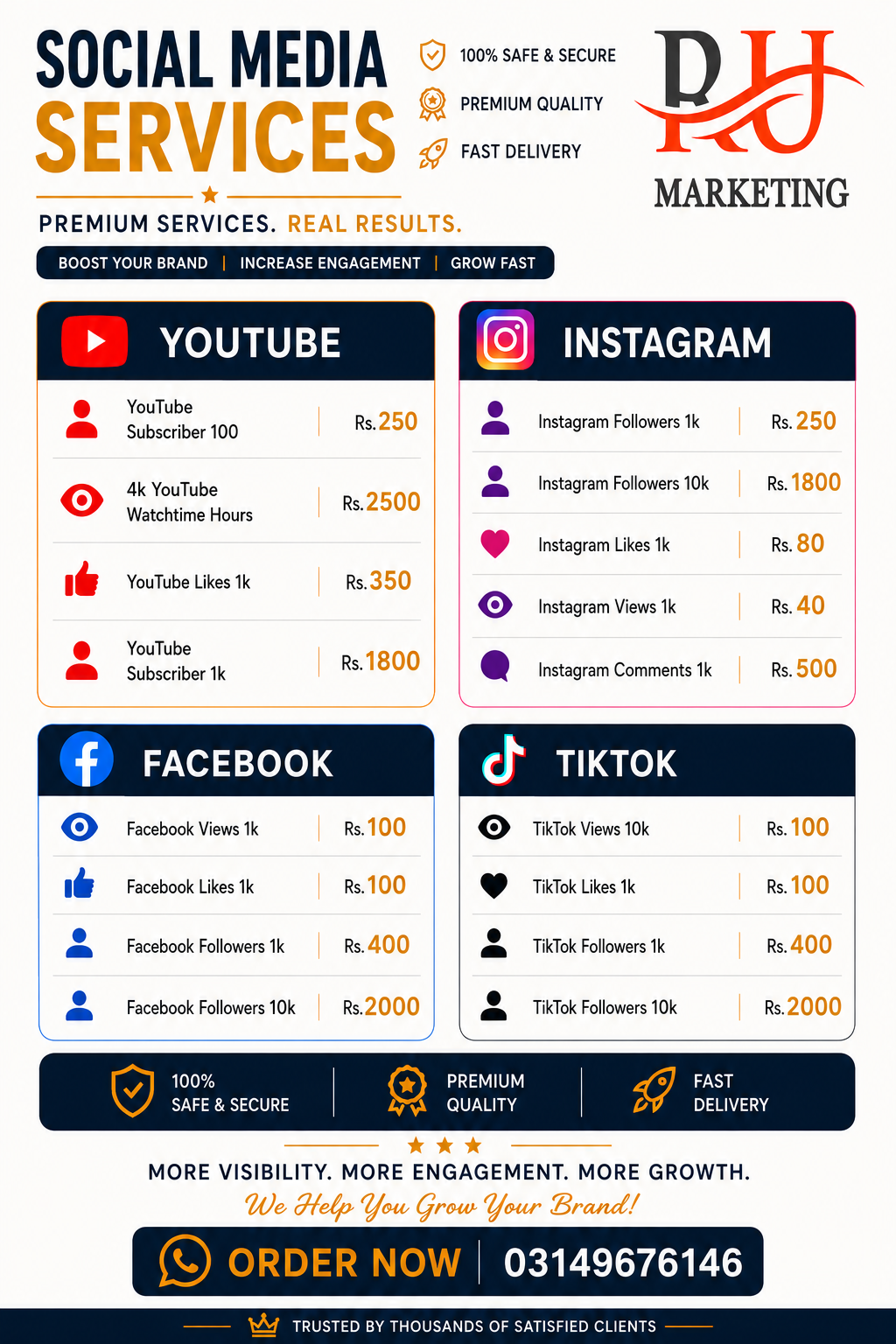 RU Marketing Facebook ad: Want instant growth on social media?