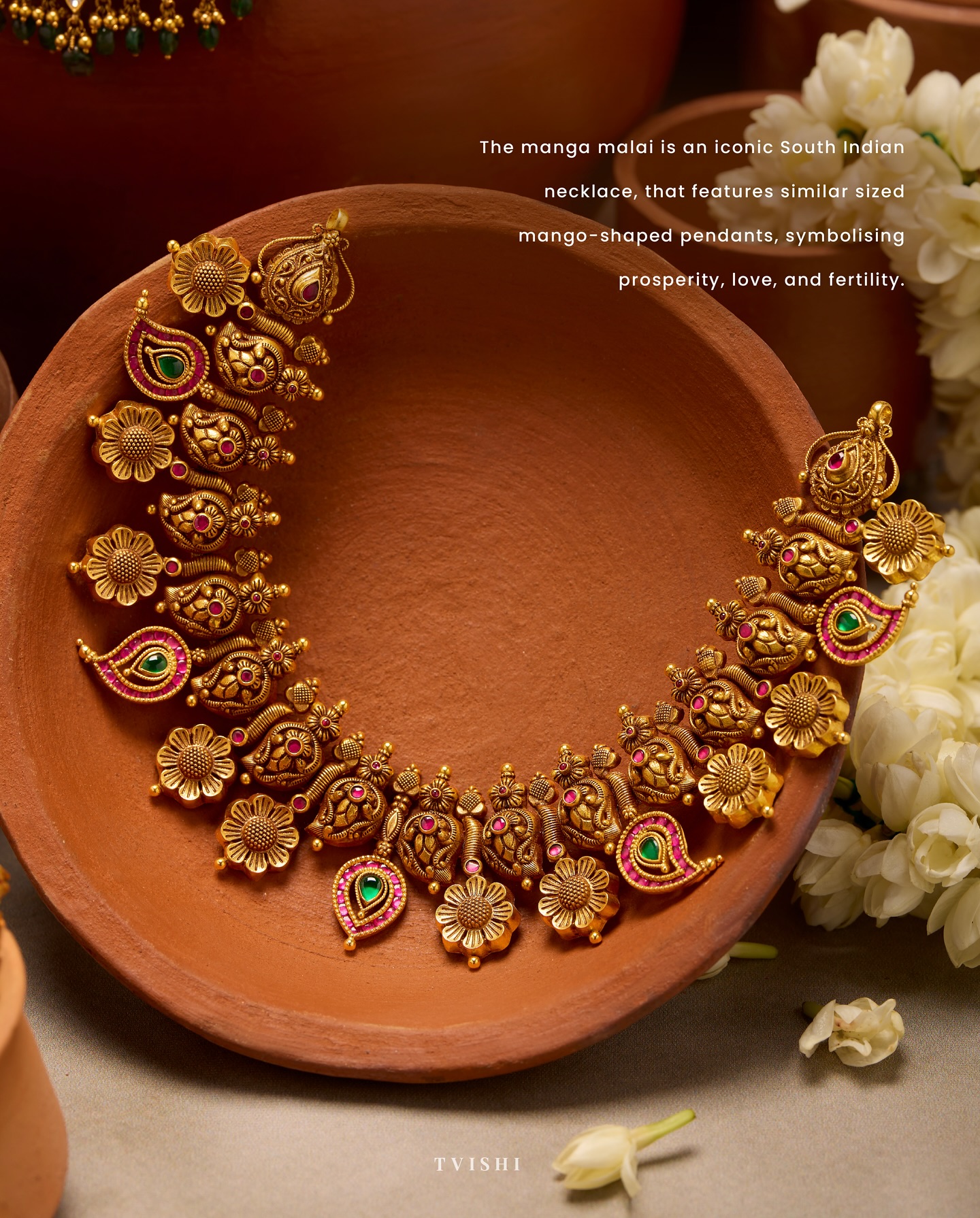 Mytvishi Facebook ad: The maala showcases a series of ornate mango-shapedโฆ
