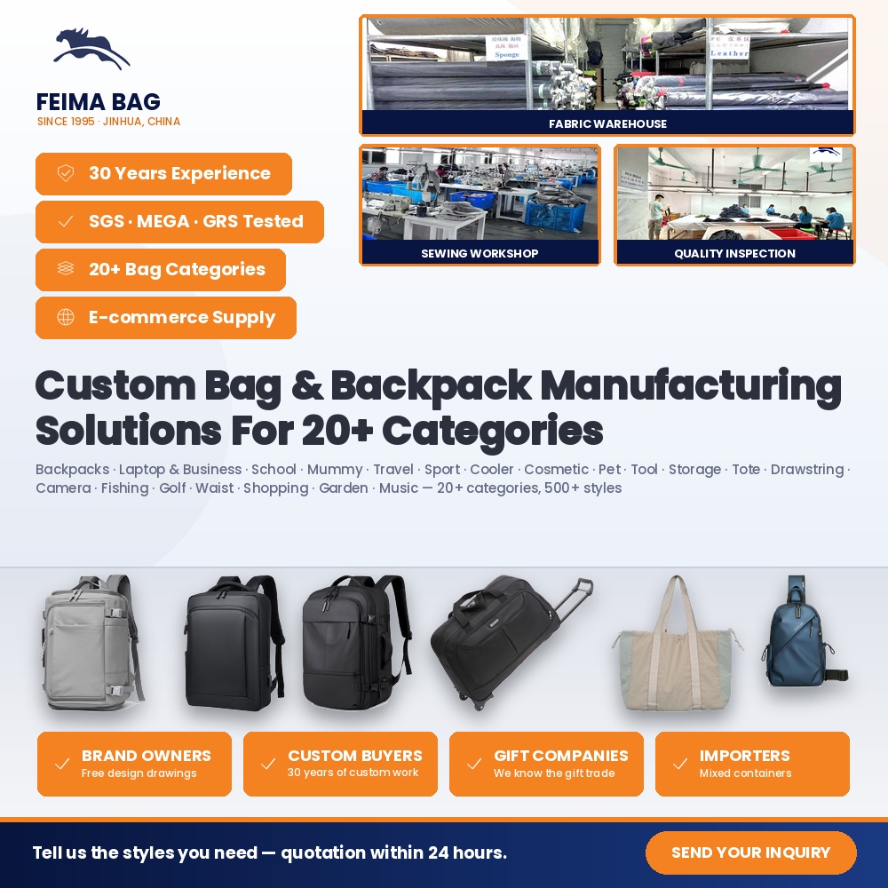 Jinhua Feima Bag Co.,Ltd Facebook ad: Since 1995, Jinhua Feima Bag has been helping…