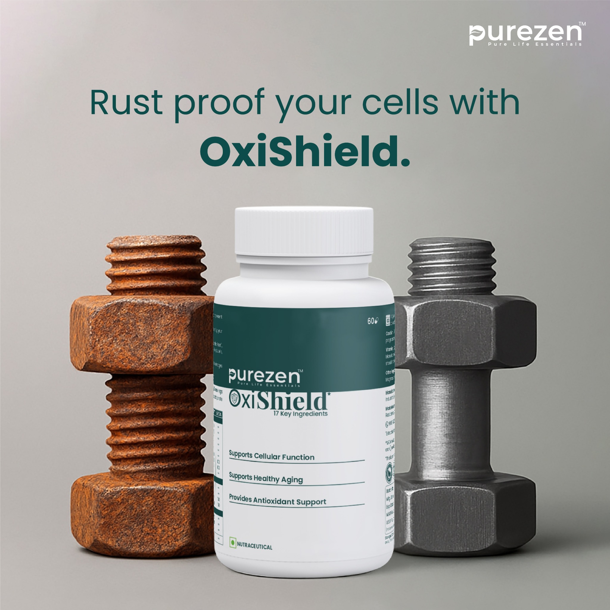 Purezen.Essentials Facebook ad: 17 Antioxidants. One Daily Capsule. Complete Cellular…