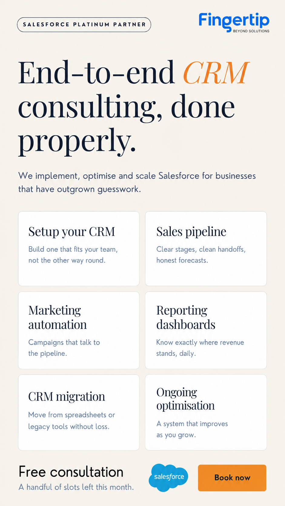 Fingertip Technologies Facebook ad: Cancel the Stack. Keep the CRM.
