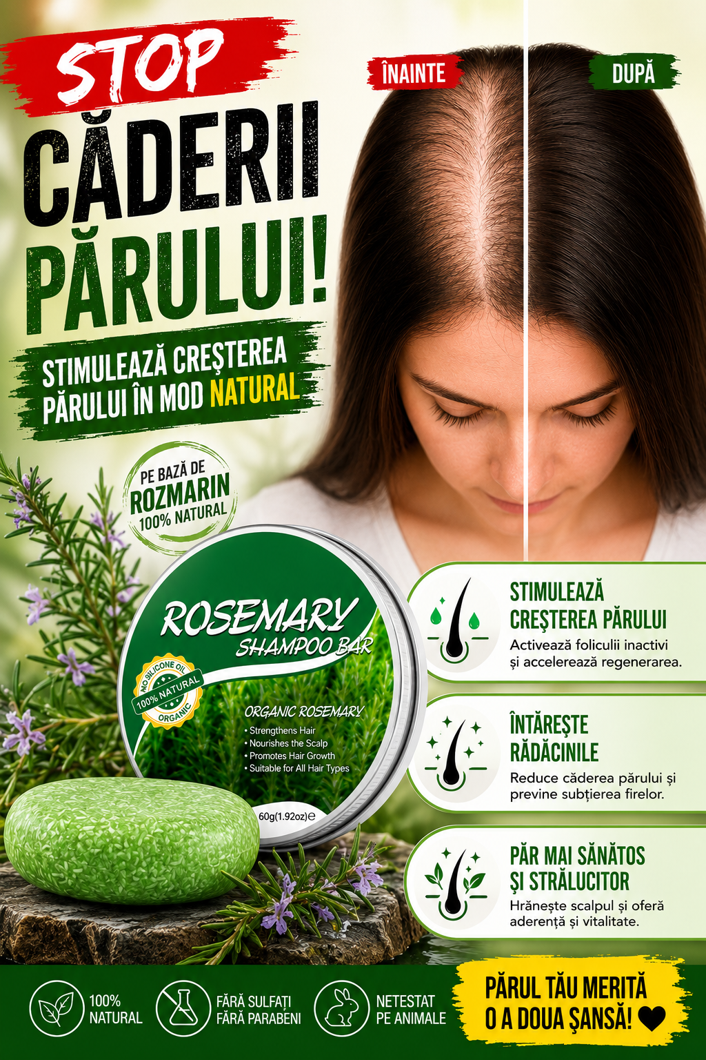 Kordan Store Facebook ad: SAMPONUL SOLID CU ROZMARIN ESTE AICI