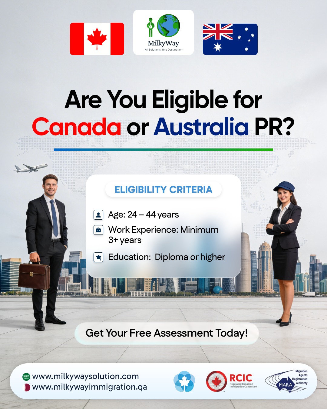 MilkyWay Immigration Consultant Facebook ad: Launch Your Australia & Canada Migration, Certified…