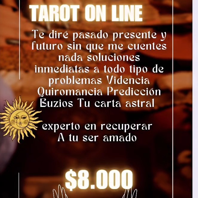tarotcindy Facebook ad: Valor de la consulta $8.000 incluye tarot videncia…
