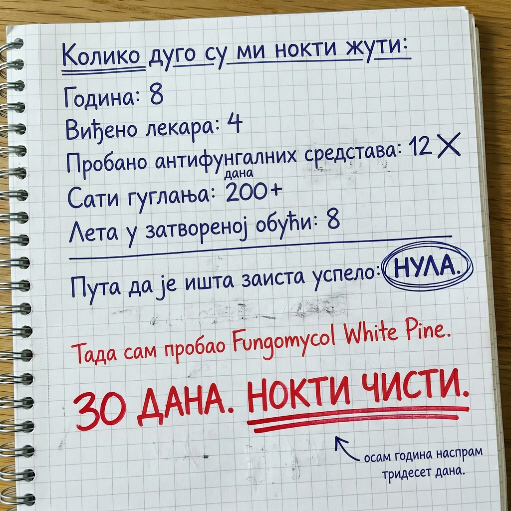 Organska Kozmetika - InaEssentials.rs Facebook ad: 8 godina žutih noktiju. 30 dana i sve se promenilo.