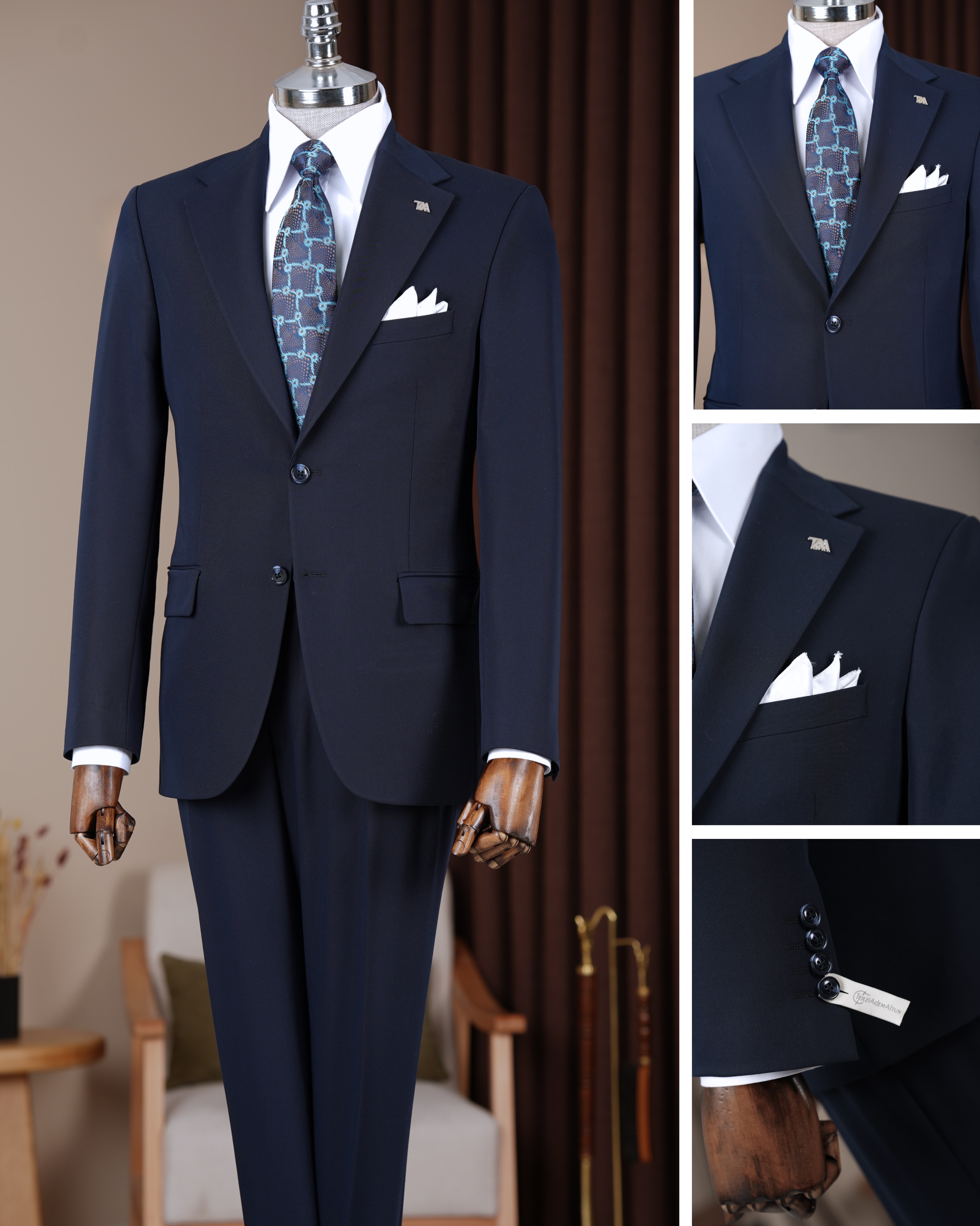 Terziademaltun.com Facebook ad: Mono yaka ceket ve pantolon 6.999,90₺