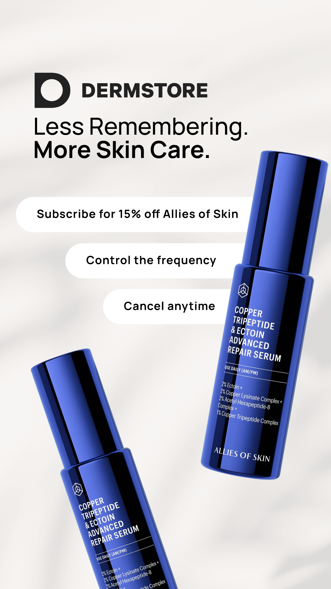 Dermstore Facebook ad: Never Run Out Again