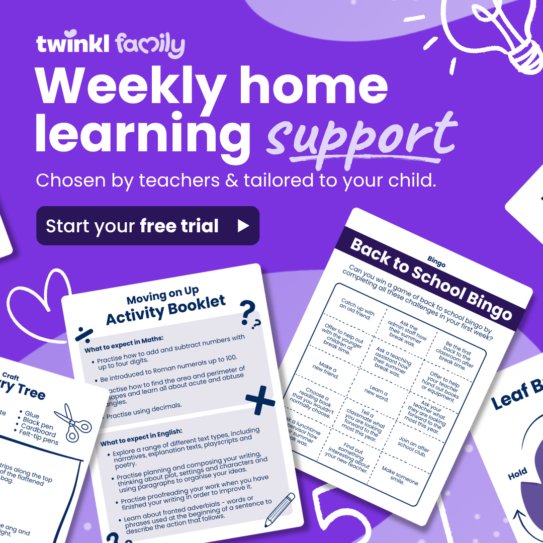 Twinkl Family Facebook ad: Learning resources matched to your child’s age