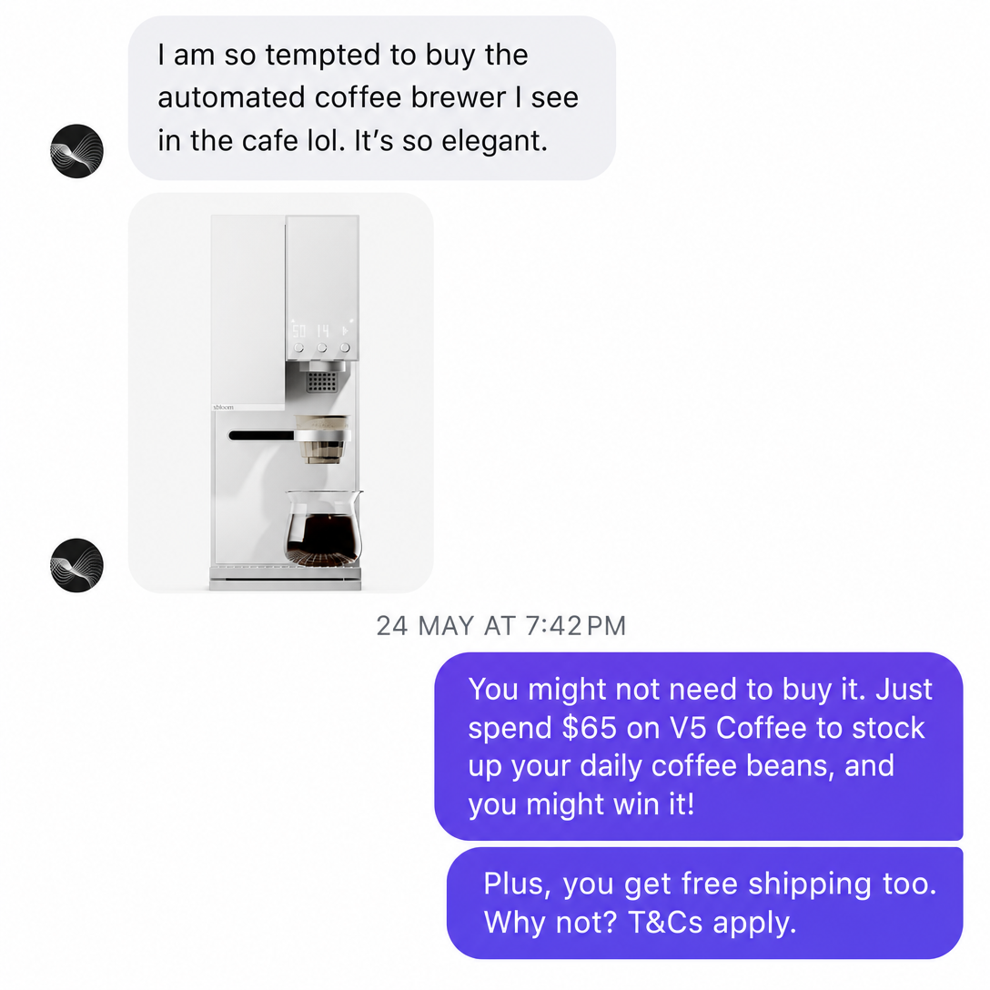 V5 Coffee Facebook ad: Buy Coffee, Win the $1,099 Pour-Over Setup & More