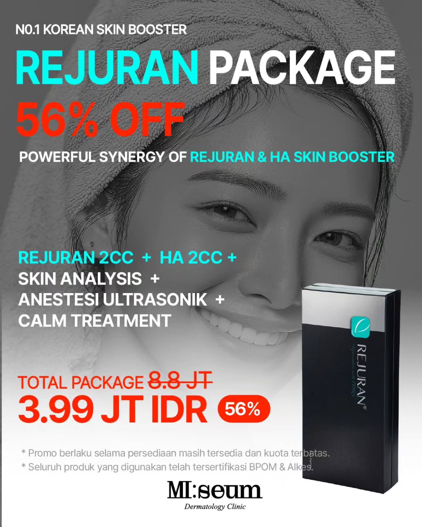 MiseumClinic.id Facebook ad: Rejuran × HA Skin Booster Premium Total Care…