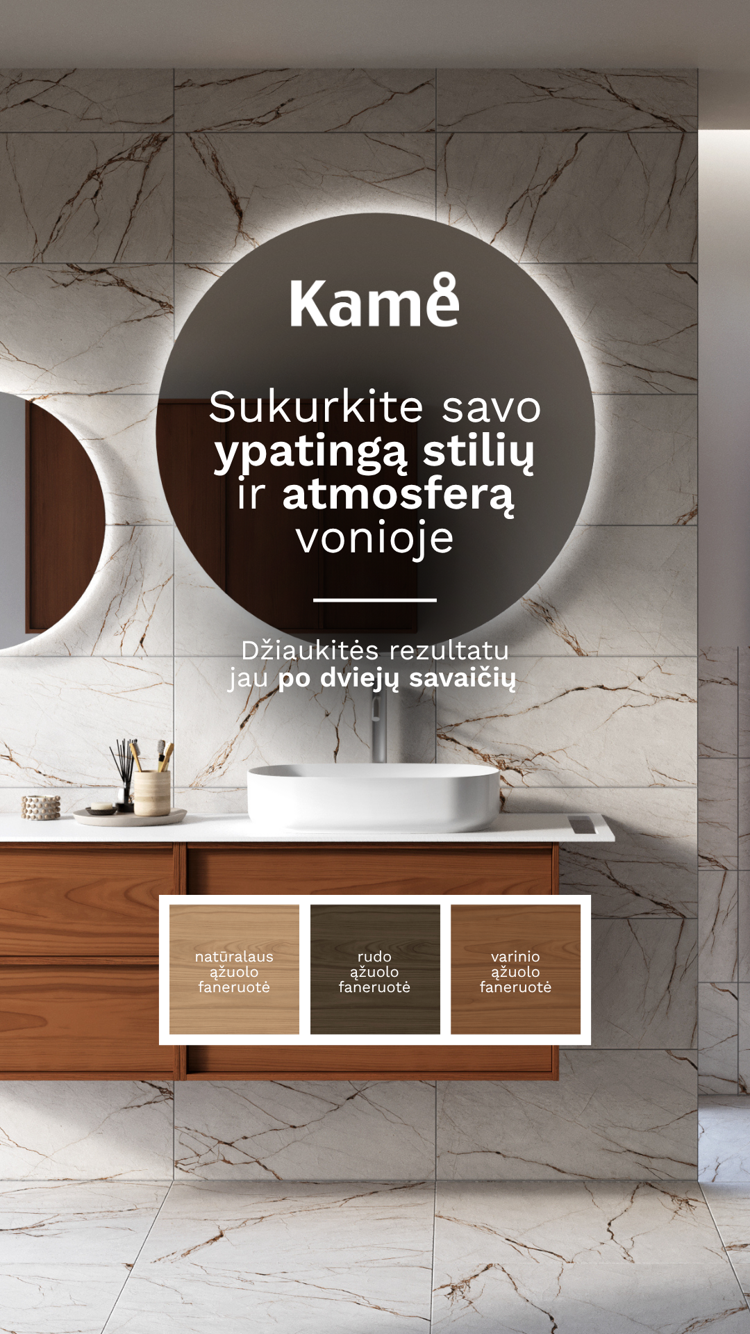 KAME bathroom furniture Facebook ad: Vonios baldai per 2 savaites