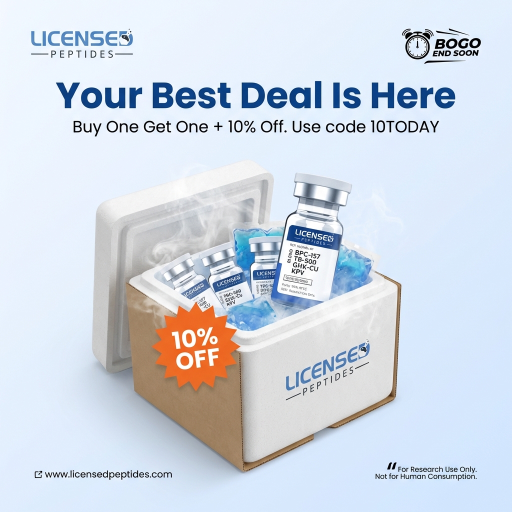 LicensedPeptides.com Facebook ad: Buy One Get One Free Sale Ends Soon